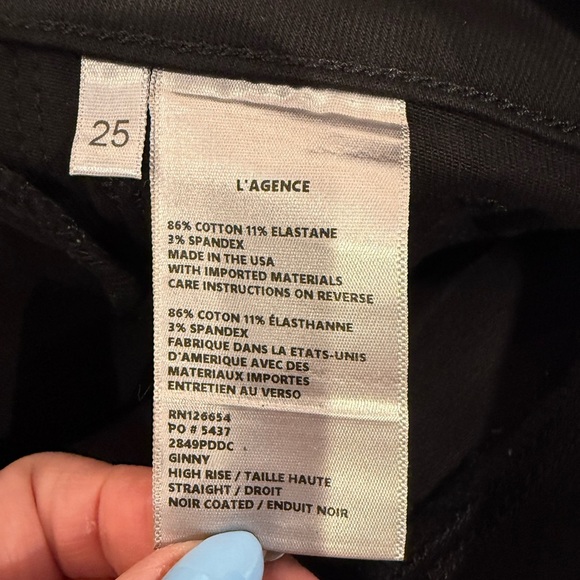 L’Agence Ginny High-Waisted Coated Jeans with Back Gold Zipper Detail NEW - Picture 15 of 16